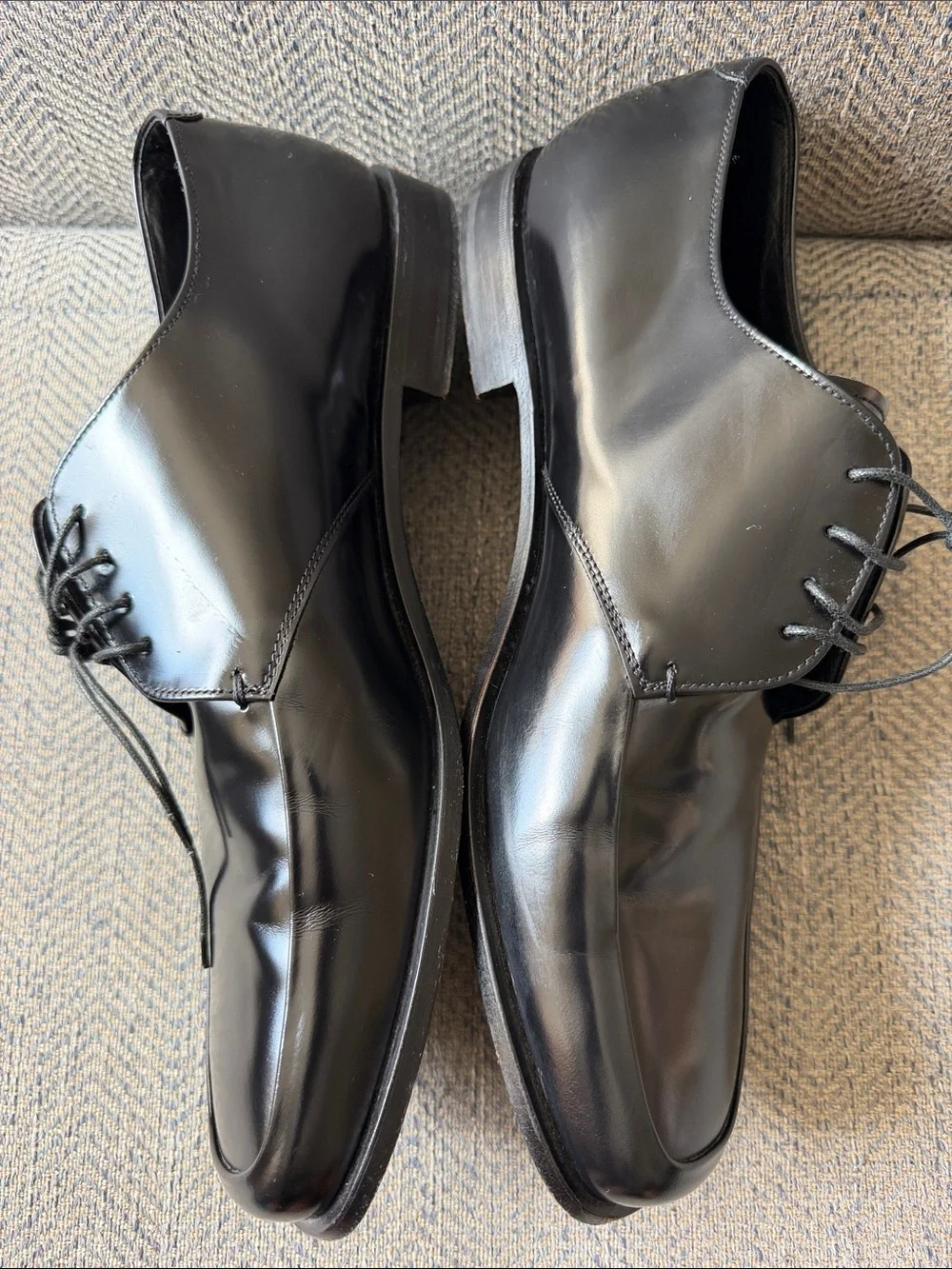 Prada Men’s Black Leather lace Up Oxford Dress Shoes Size: 9.5